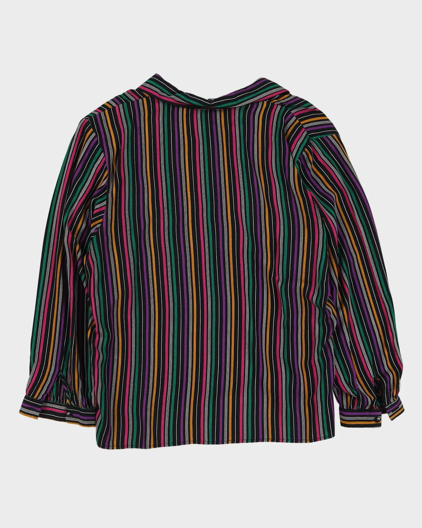 00s Black With Purple Stripes Blouse - L