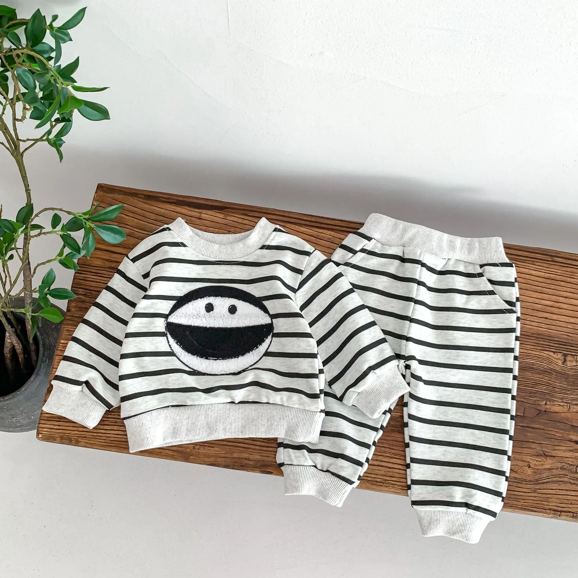 2 Pieces Set Baby Kid Boys Striped Cartoon Tops And Pants Wholesale 23101921