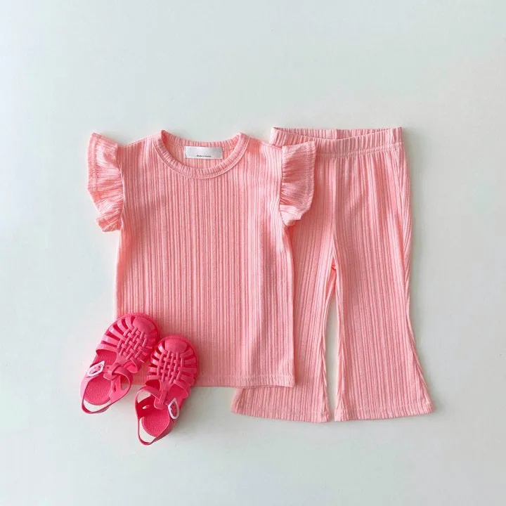 2 Pieces Set Baby Kid Girls Solid Color Tops And Pants Wholesale 24030120