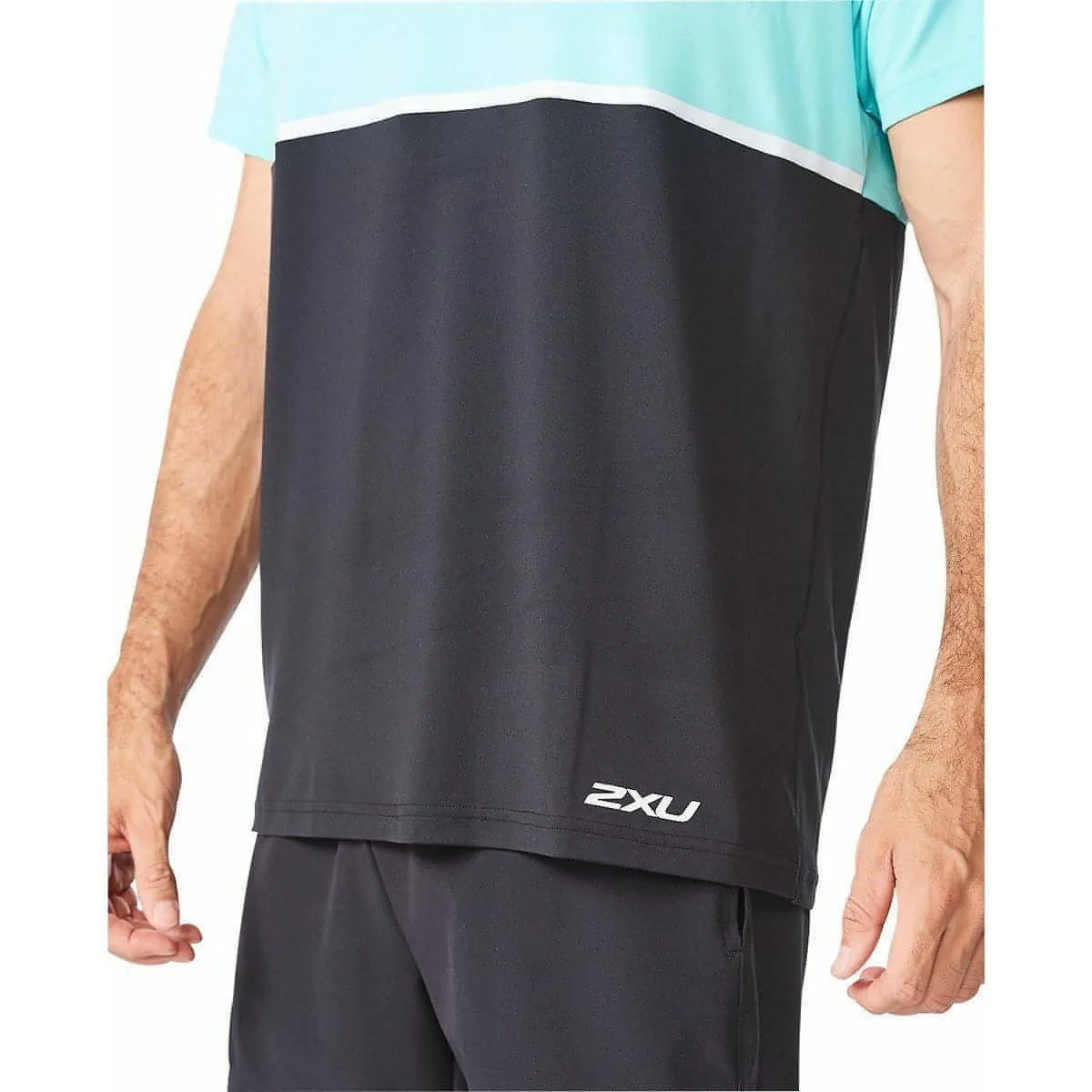 2XU Motion Colour Block Short Sleeve Mens Training Top - Blue