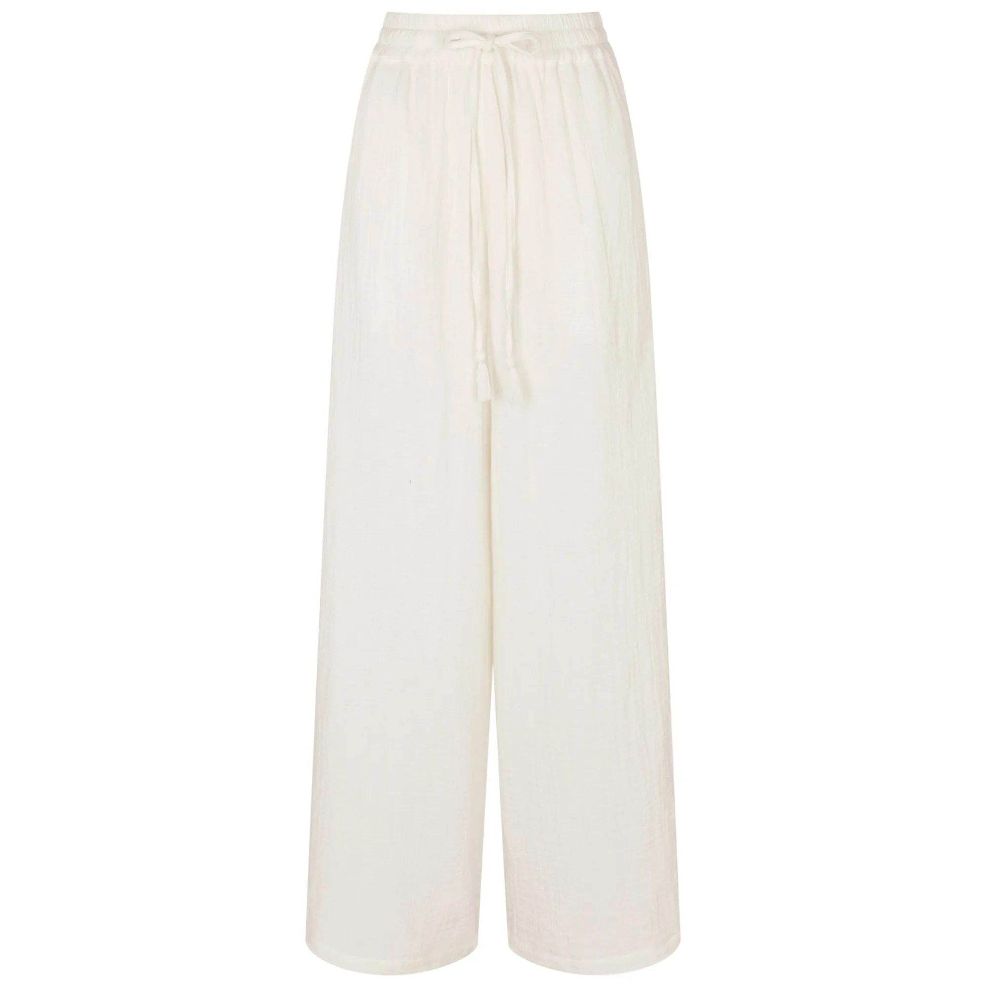 Accessorize London Women's White Crinkle Beach Trousers Large