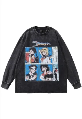 Anime t-shirt police print tee vintage poster Japanese top