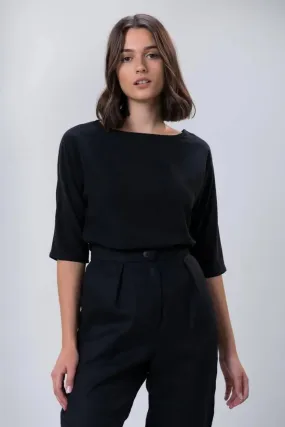 Annie blouse in black tencel by Wilga Clothing