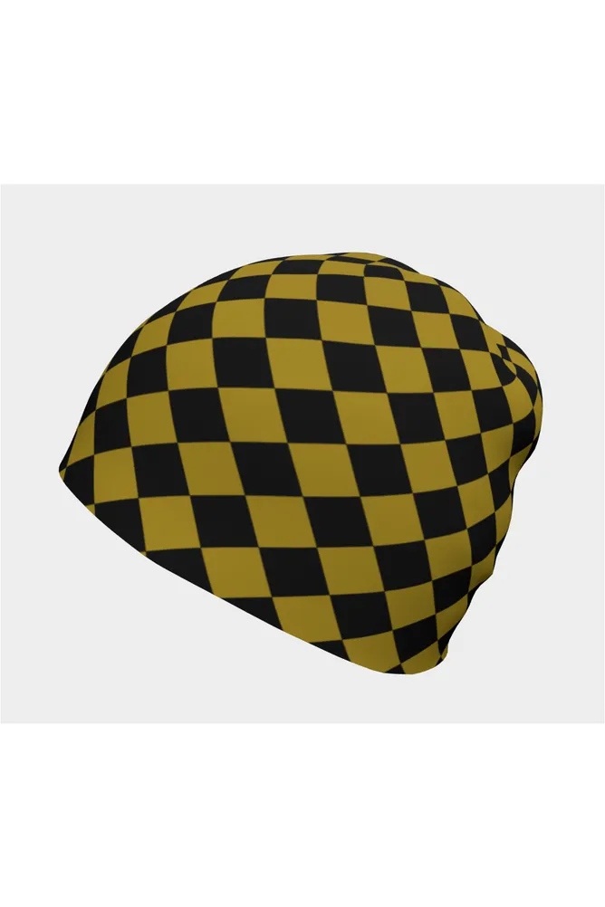 Black and Gold Diamonds Beanie