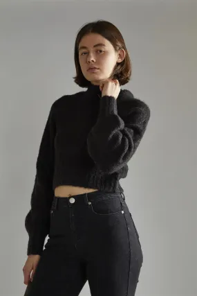 Black Crew Neck Crop-Jumper