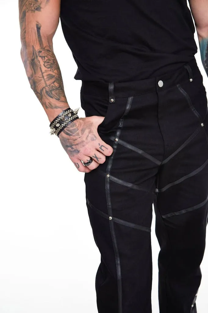 Black Trouser with Leather Contrast