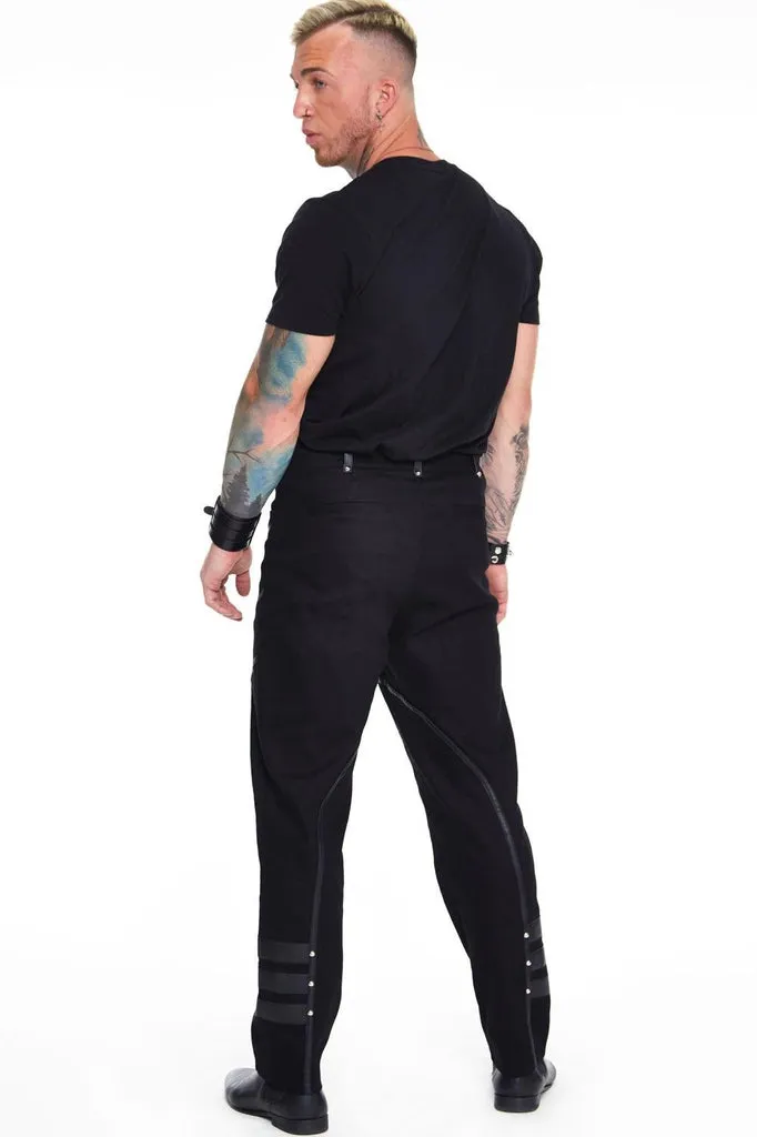 Black Trouser with Leather Contrast