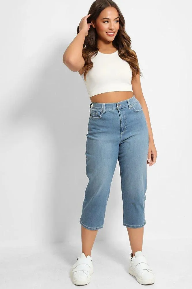 Blue High-Rise Crop Length Jeans