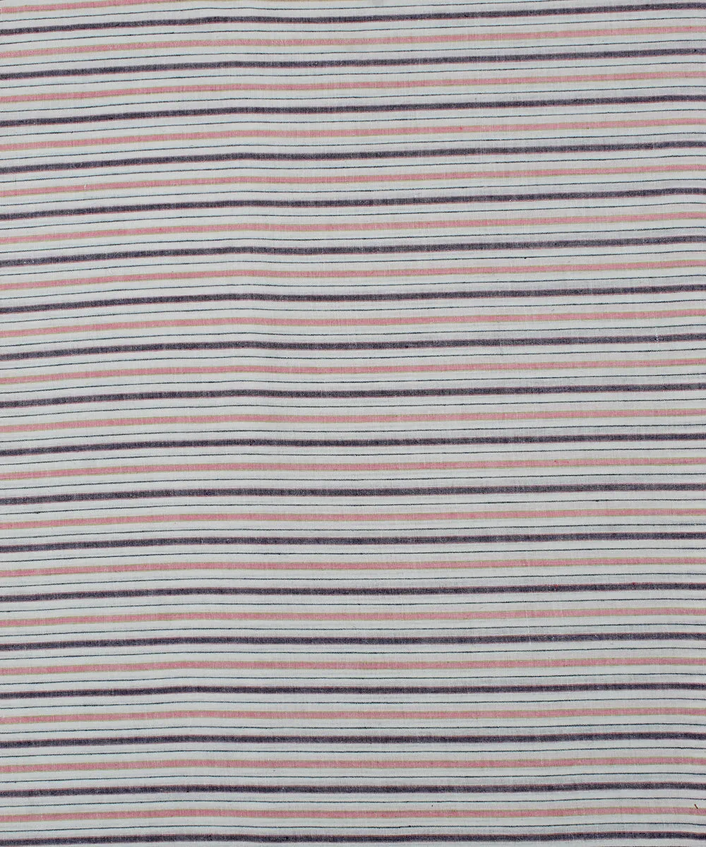 Blue pink handwoven bengal cotton stripes fabric