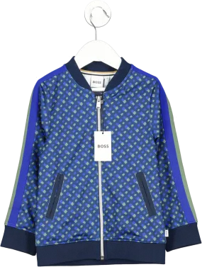 BOSS Kids Blue Monogram Printed Zip Up Sweatshirt Bnwt 5 Years