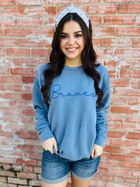 Braves Color on Color Graphic Sweatshirt & Tee • Blue