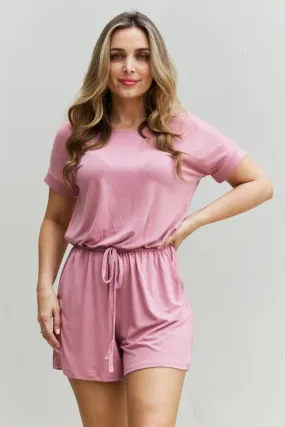 Chilled Out Full Size Short Sleeve Romper in Light Carnation Pink