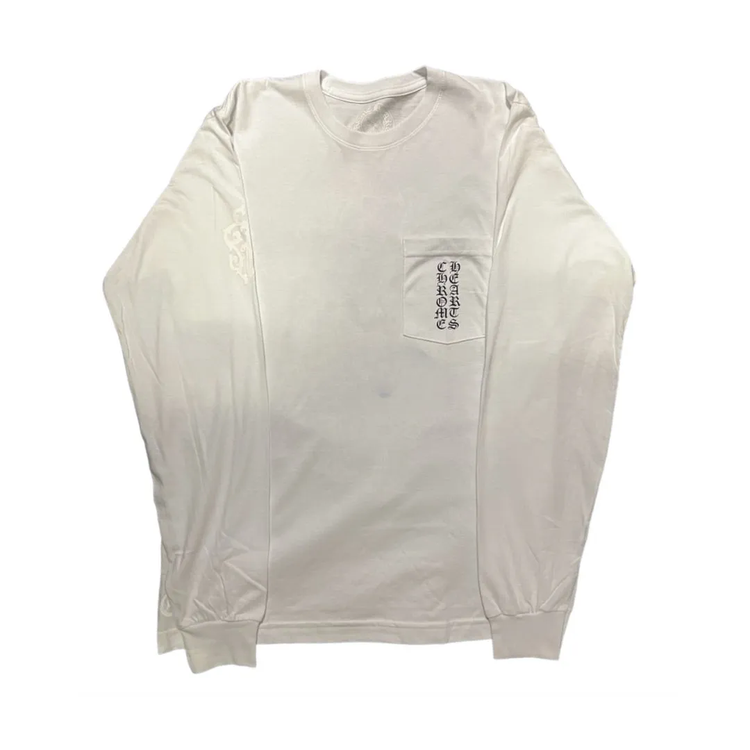 CHROME HEARTS CEMETERY SCROLL LABEL LONG SLEEVE WHITE