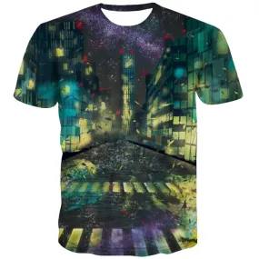 City T-shirt Men Galaxy Tshirts Cool Technology Tshirt Printed Colorful T-shirts Graphic