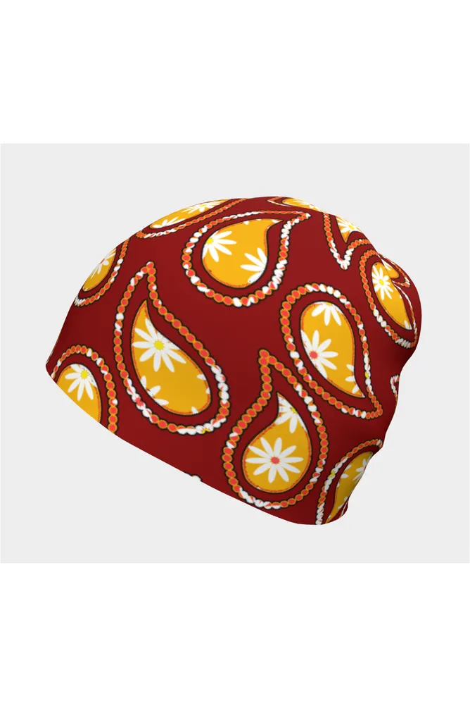 Dark Red Micki Paisley Beanie