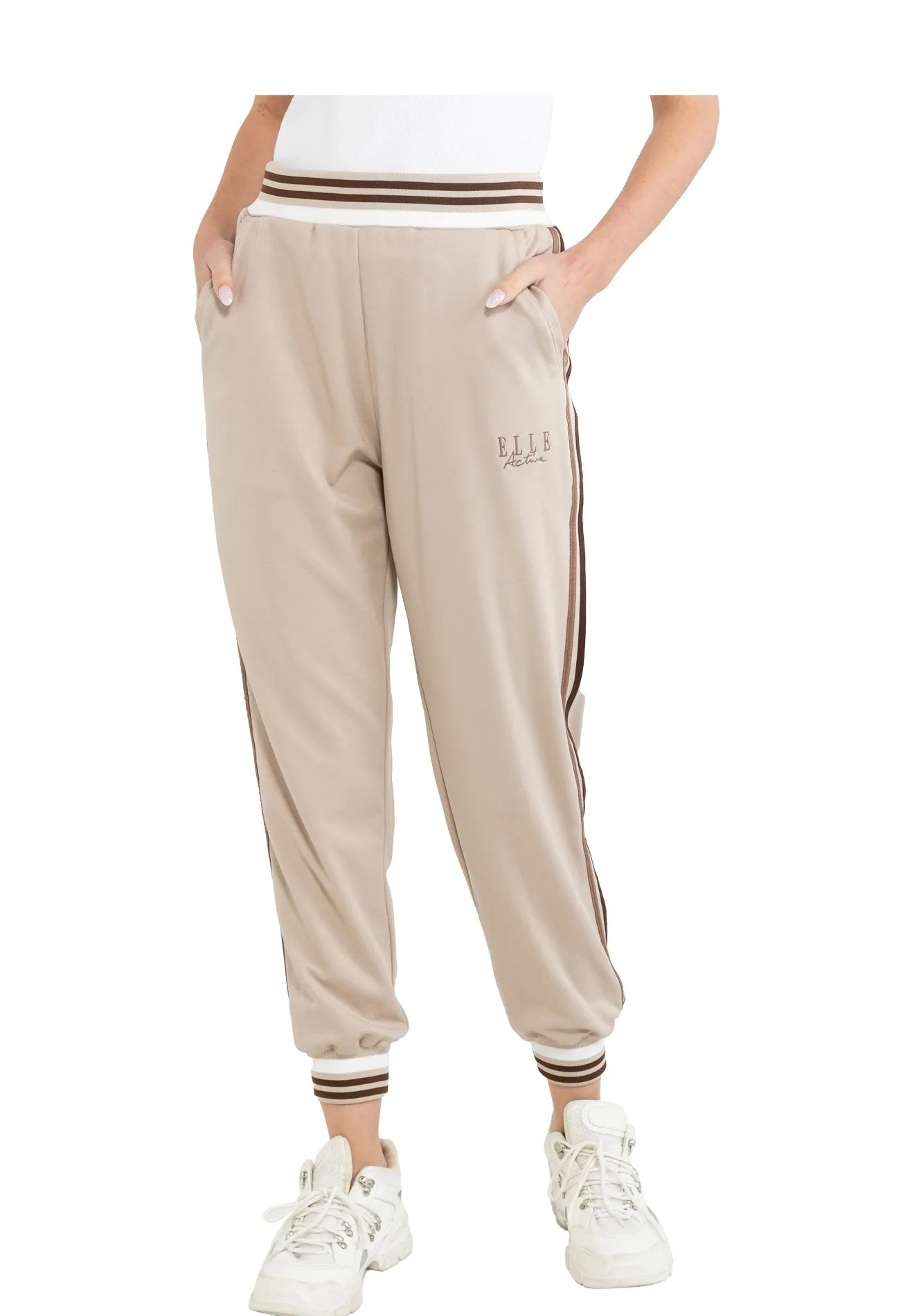 ELLE Active Elasticated Waistband Striped Tracksuit Bottom