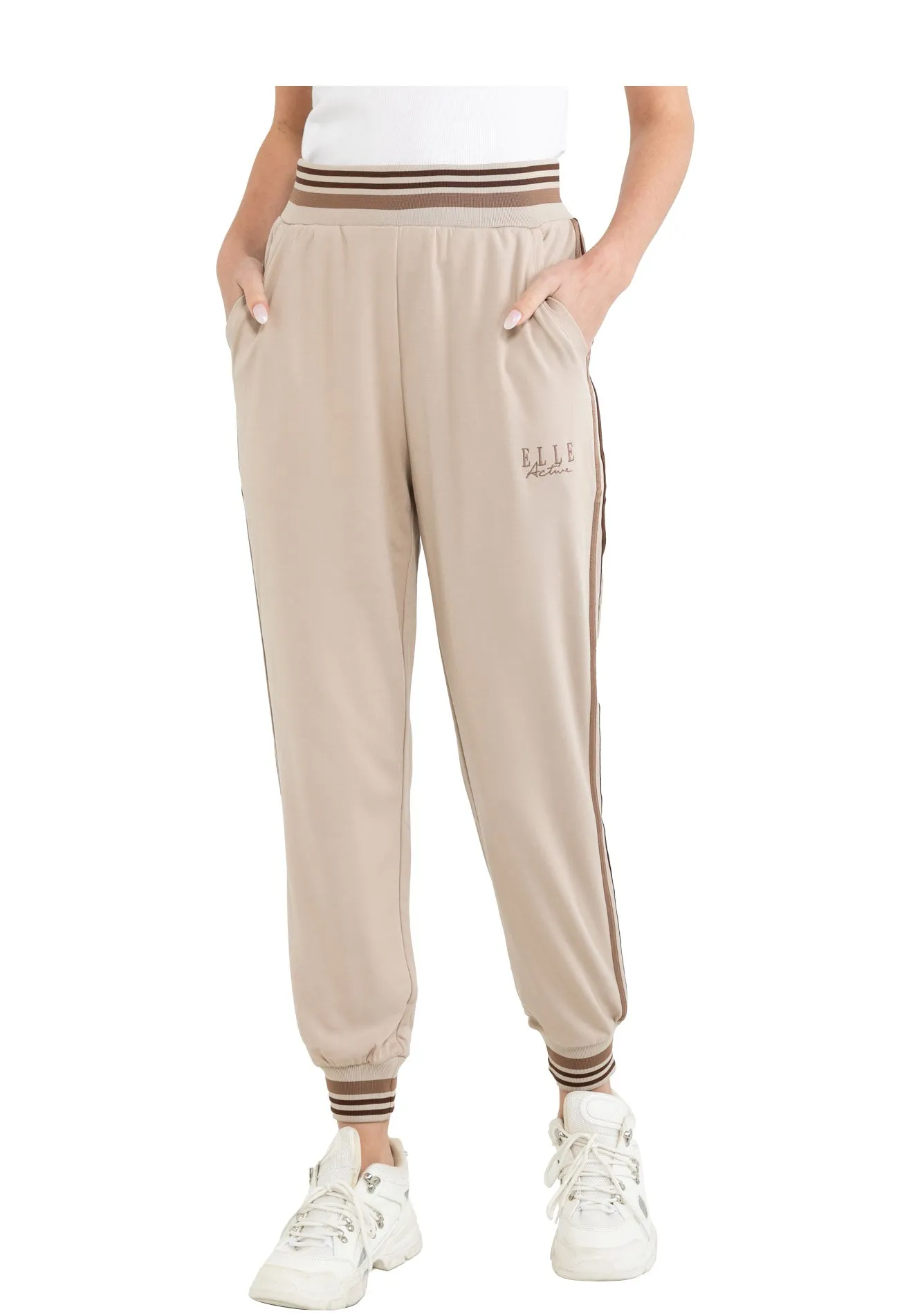 ELLE Active Elasticated Waistband Striped Tracksuit Bottom