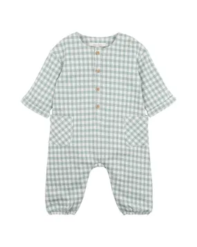 Fox & Finch Bug Green Check Romper