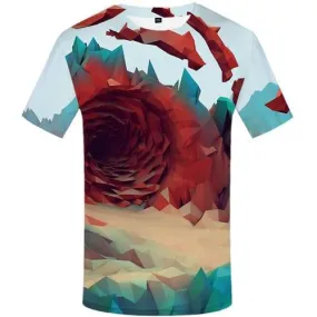 Geometric Flowers T shirts Men Mountain Tshirts Cool Cartoon Shirt Print Gothic Tshirt Anime Short Sleeve summer Unisex New Slim