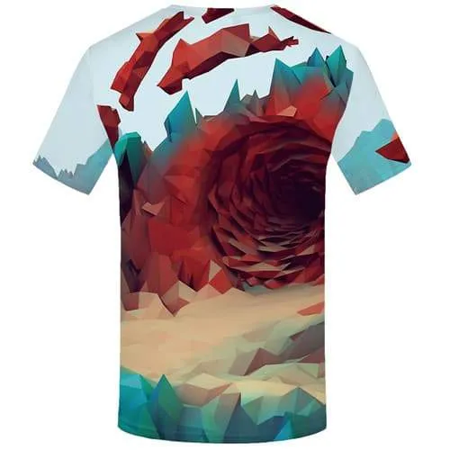 Geometric Flowers T shirts Men Mountain Tshirts Cool Cartoon Shirt Print Gothic Tshirt Anime Short Sleeve summer Unisex New Slim