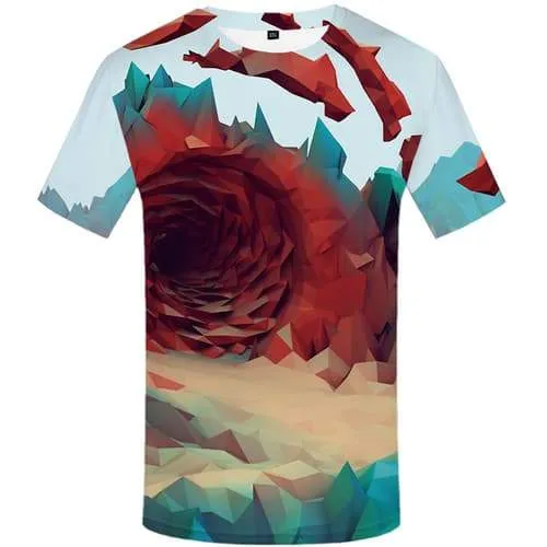 Geometric Flowers T shirts Men Mountain Tshirts Cool Cartoon Shirt Print Gothic Tshirt Anime Short Sleeve summer Unisex New Slim