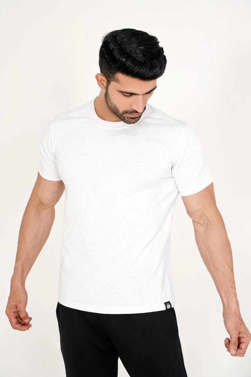 GRAY MELANGE ZERO SHADE BASIC COTTON TEE