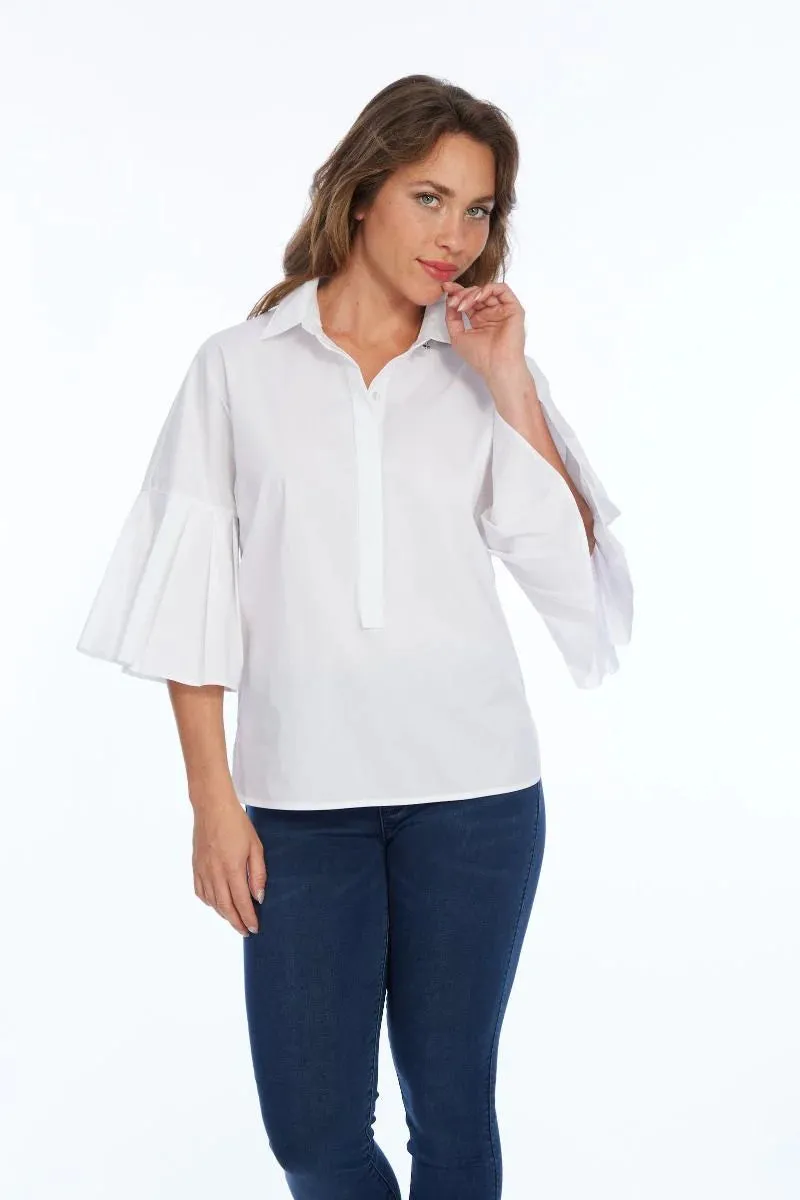 Hira Flare Sleeve Top - White