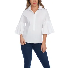 Hira Flare Sleeve Top - White