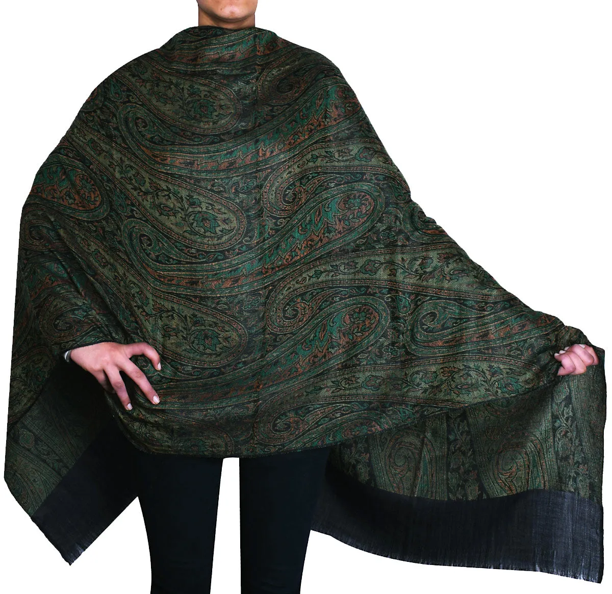 Indian Wraps Paisley Shawl Women's Wool Shawl (80 x 40 inches)