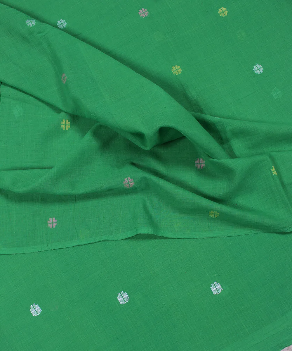 Light green handwoven jamdani cotton fabric