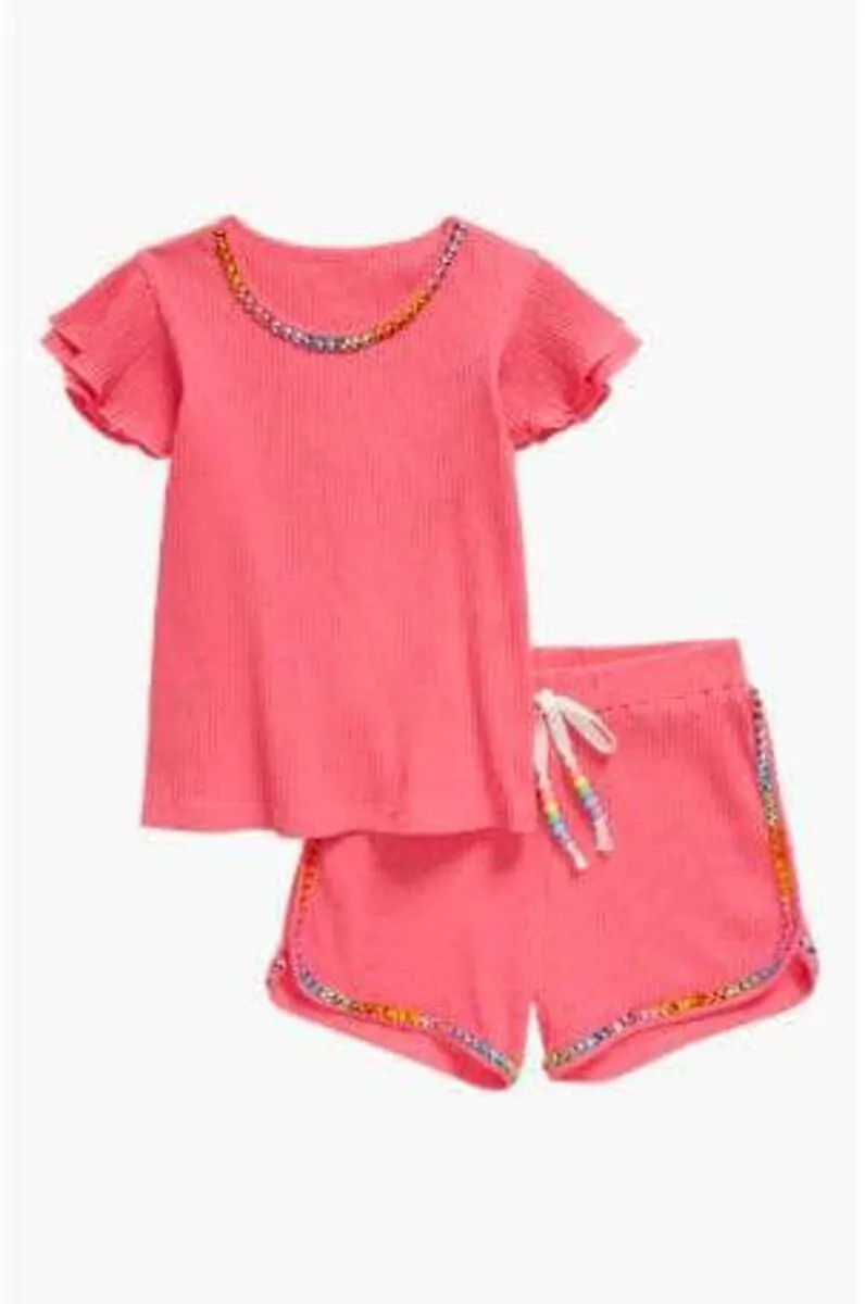 Lola and The Boys Candy Gem Bead Ruffle Set - Pink