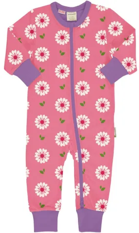 Maxomorra Flowers Organic Cotton Long Sleeved Sleepsuit