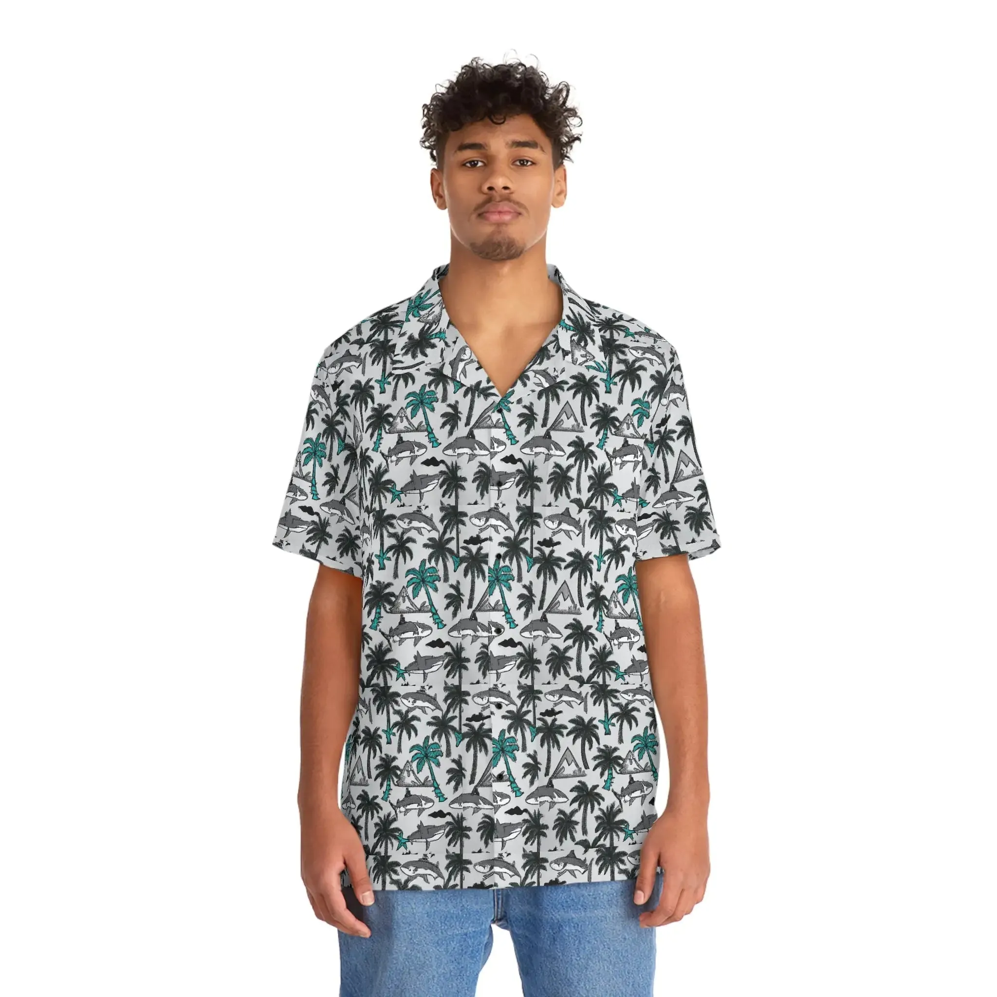 Men's Shark Infested Palms Hawaiian Shirt