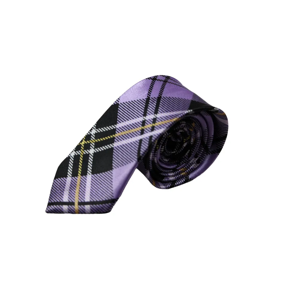 Mens Violet Plaid Striped 5cm Skinny Neck Tie