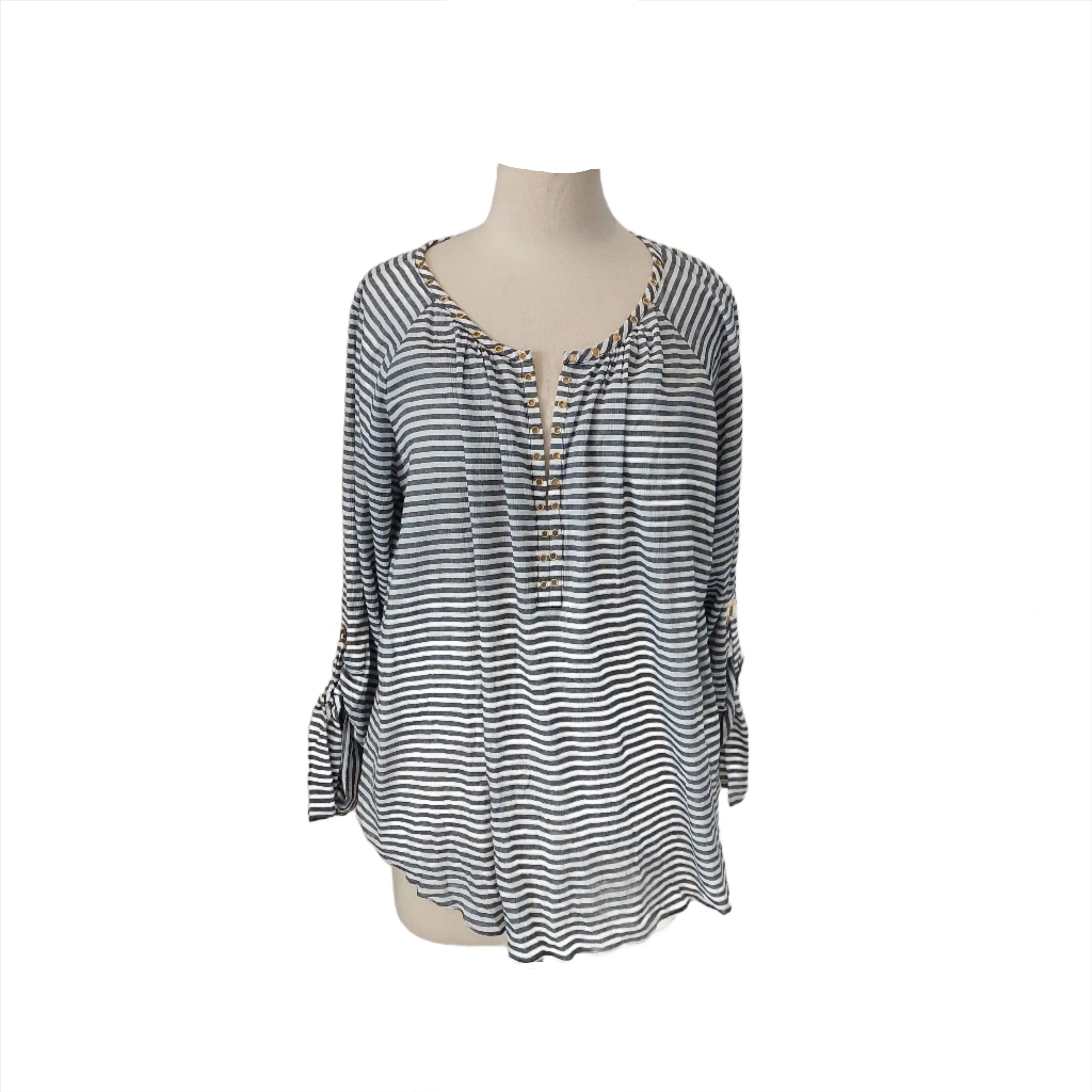 Michael Kors Grey & White Striped Top | Pre Loved |