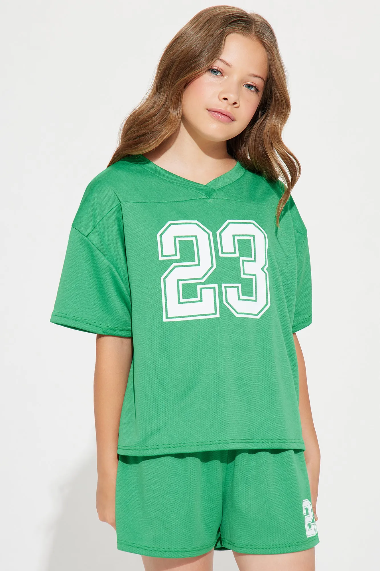 Mini  Save My Number Short Set - Kelly Green