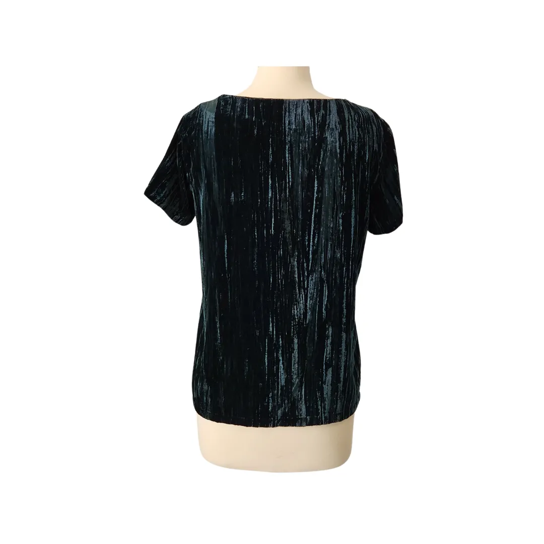 Modstrom Green Velvet Textured Short Sleeve Top | Gently Used |