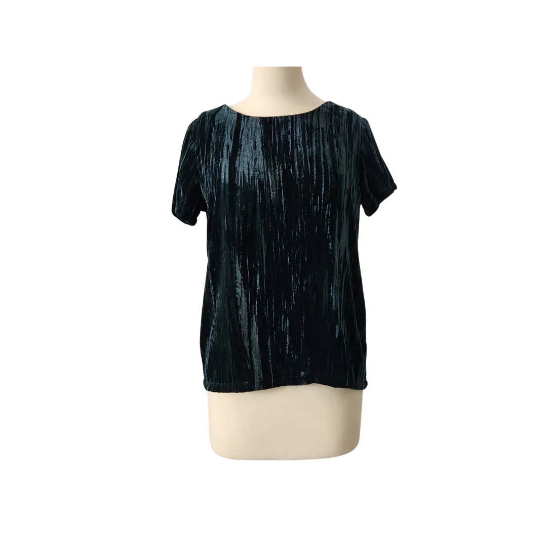 Modstrom Green Velvet Textured Short Sleeve Top | Gently Used |