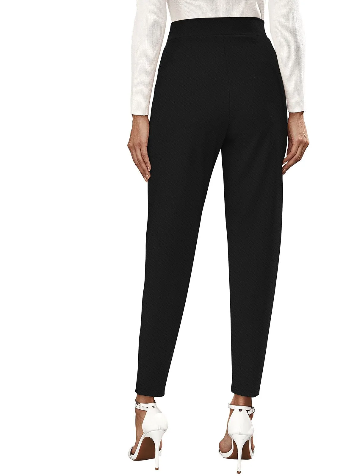 Odette Black Polyester Trouser For Women