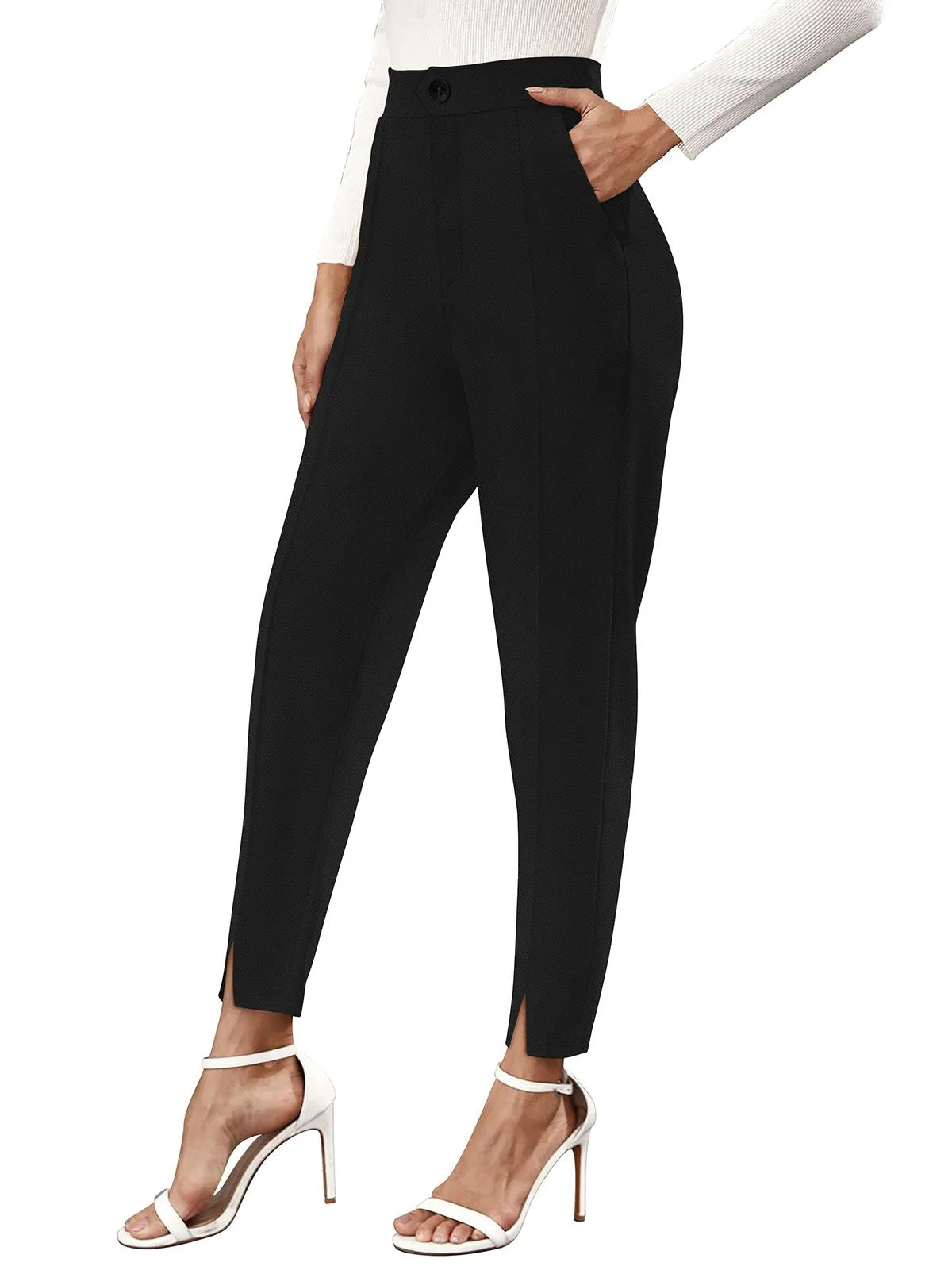 Odette Black Polyester Trouser For Women