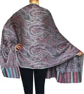 Pure Wool Paisley Shawl Scarves Womens Gift Indian Clothing (80 x 28 inches)