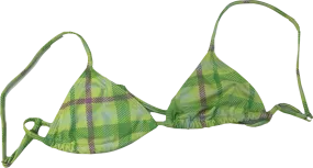 Reclaimed Vintage Green Gingham Print Bikini Top UK 12