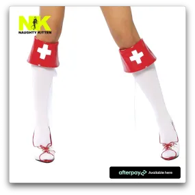 Red and White Nurse Boot Cuffs