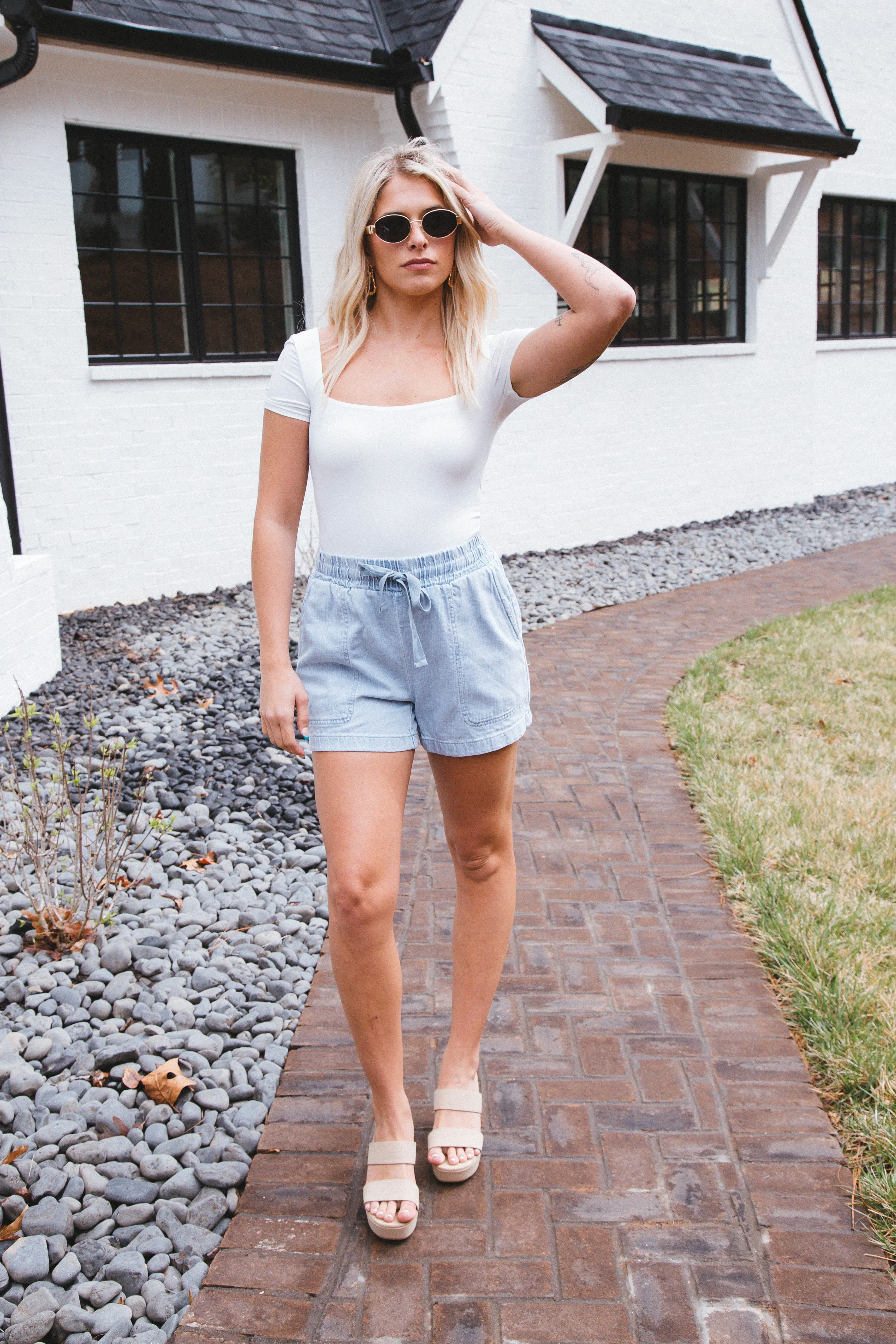 Ruth Elastic Waist Shorts, Unwind | Blank NYC