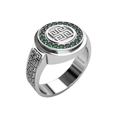 Slavic Amulet Uzich Borich Men Ring Silver 925