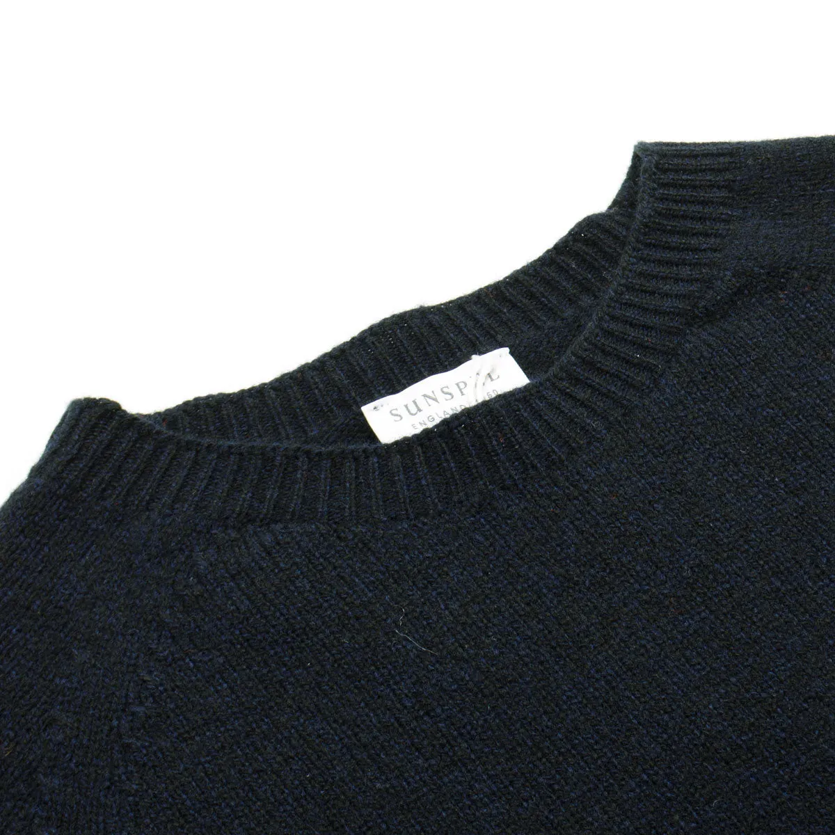 Sunspel - Lambswool Crew Neck Jumper - Dark Navy Mouline