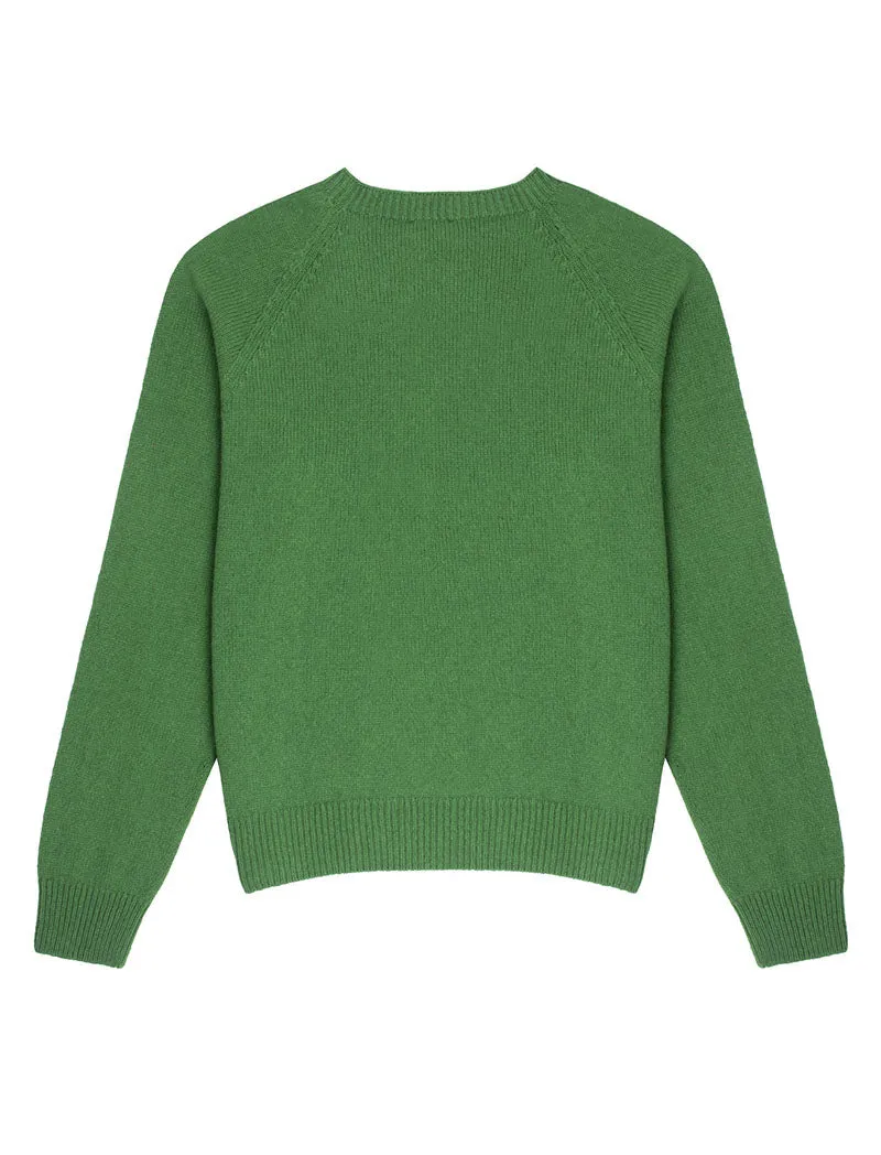 Sunspel Womens Lambswool Crew Neck Jumper Bright Green