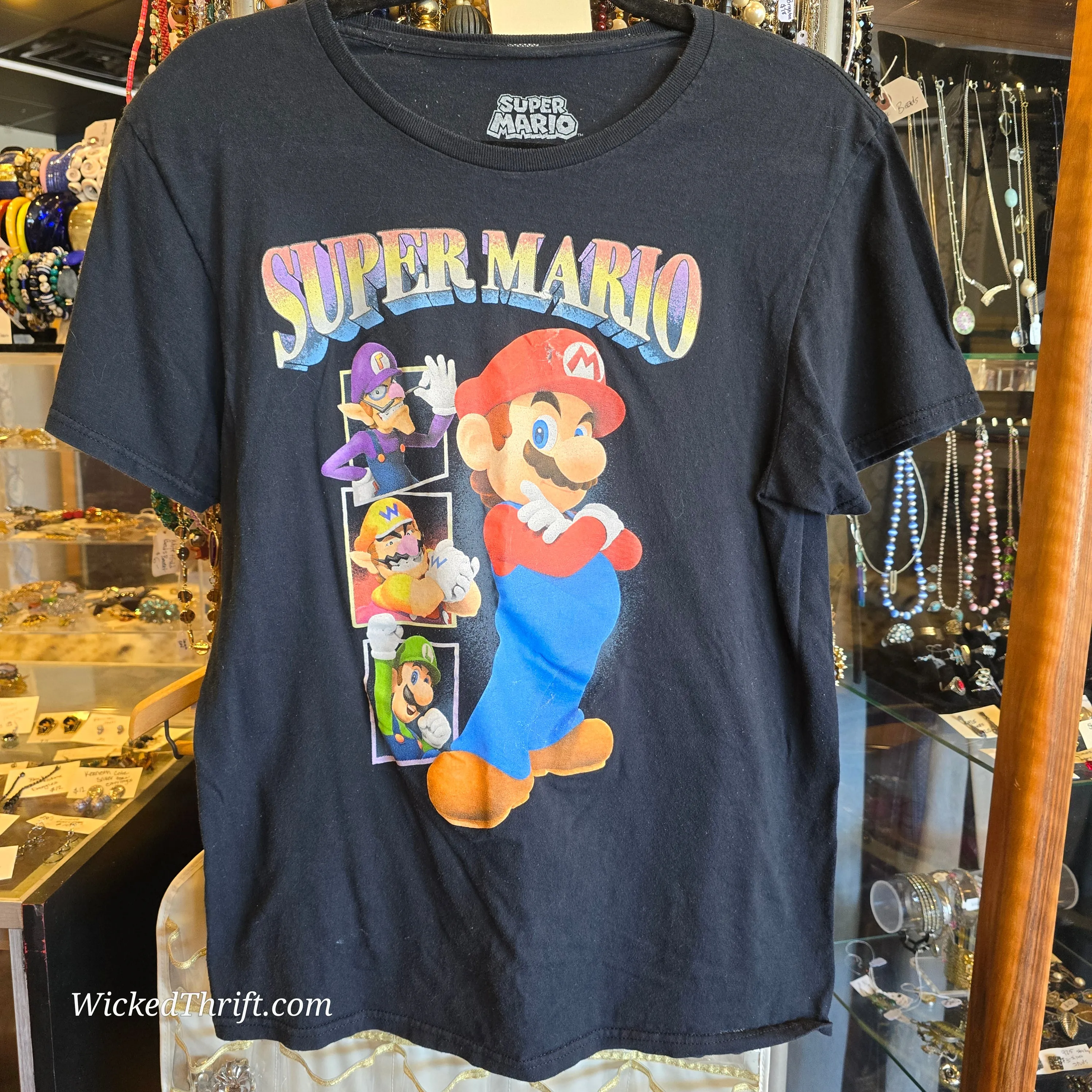 SUPER MARIO Black Tee M *AS IS*