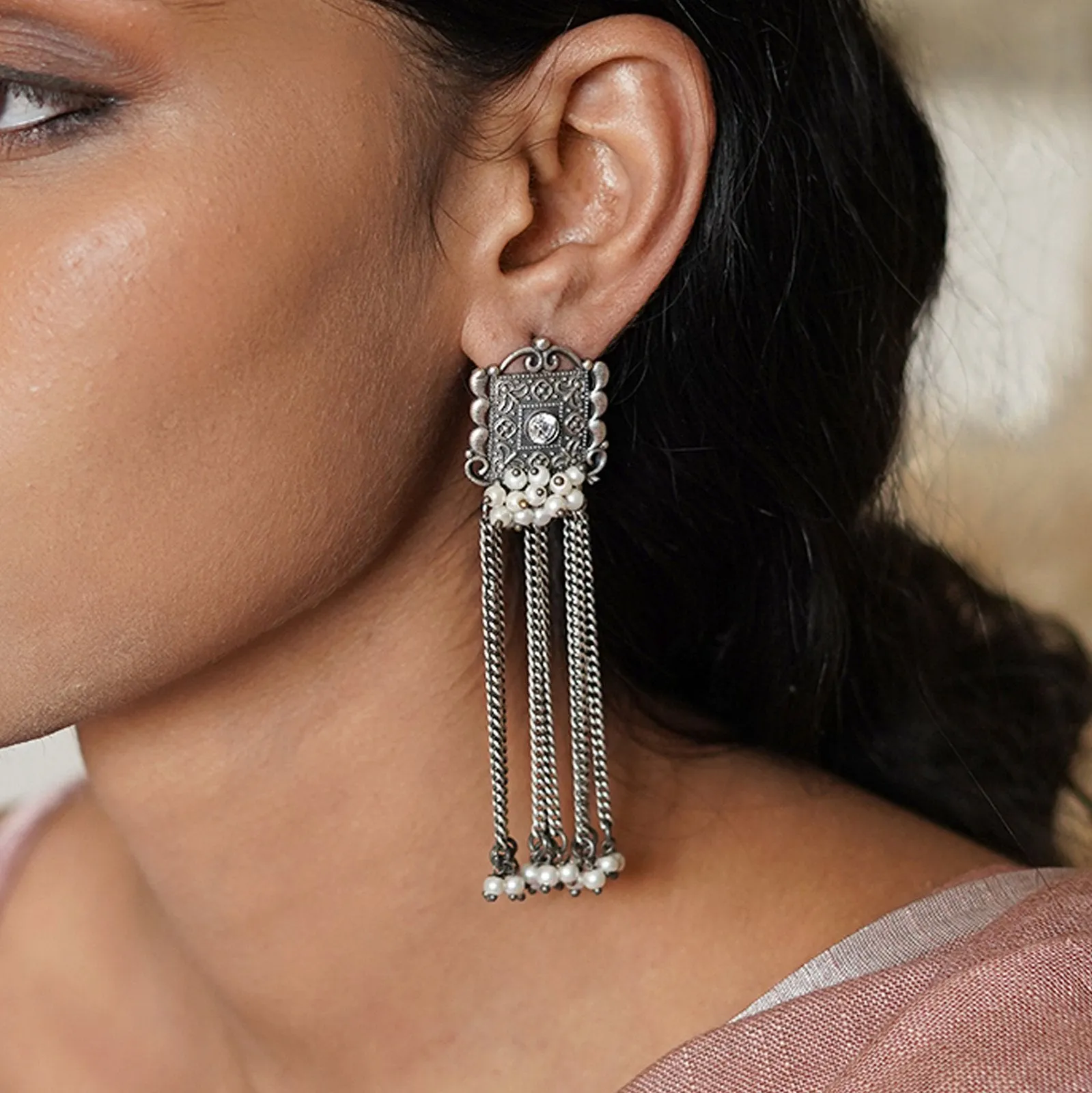 Teejh Srhitha Silver Oxidised Earrings