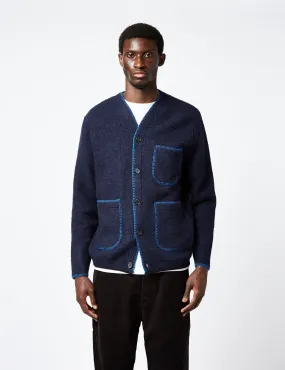 Universal Works Blanket Cardigan (Wool) - Navy Blue